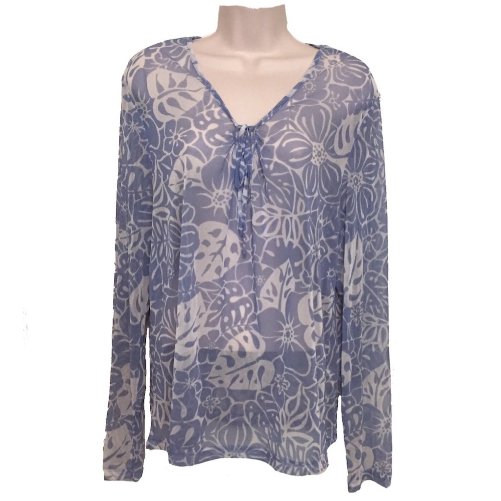 New York & Company blue floral top XL